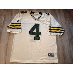 Vintage 1995 Starter Brett Favre Green Bay Packers Jersey White Mens 52 XL NFL